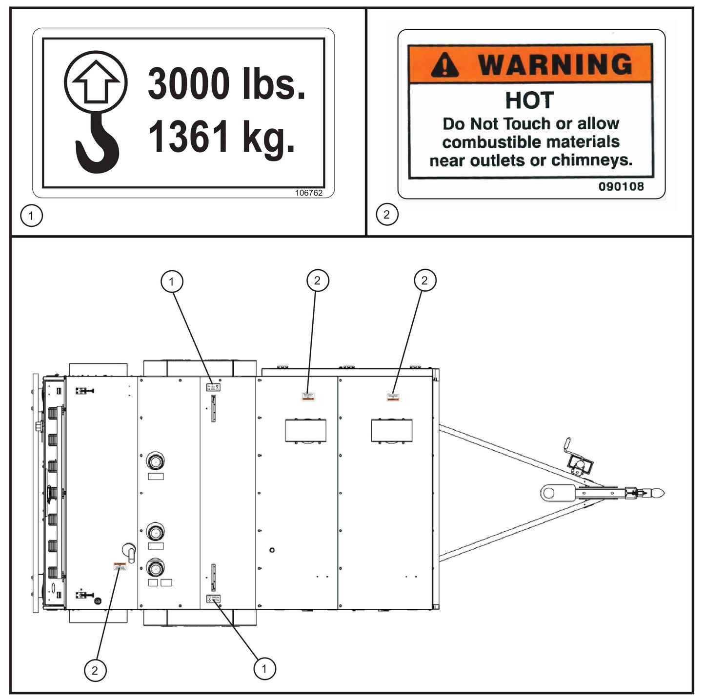 MH500iQ Roof Decals Assembly Parts for MAXI-HEAT MH500iQ (14-000001 to 14-999999) by Allmand