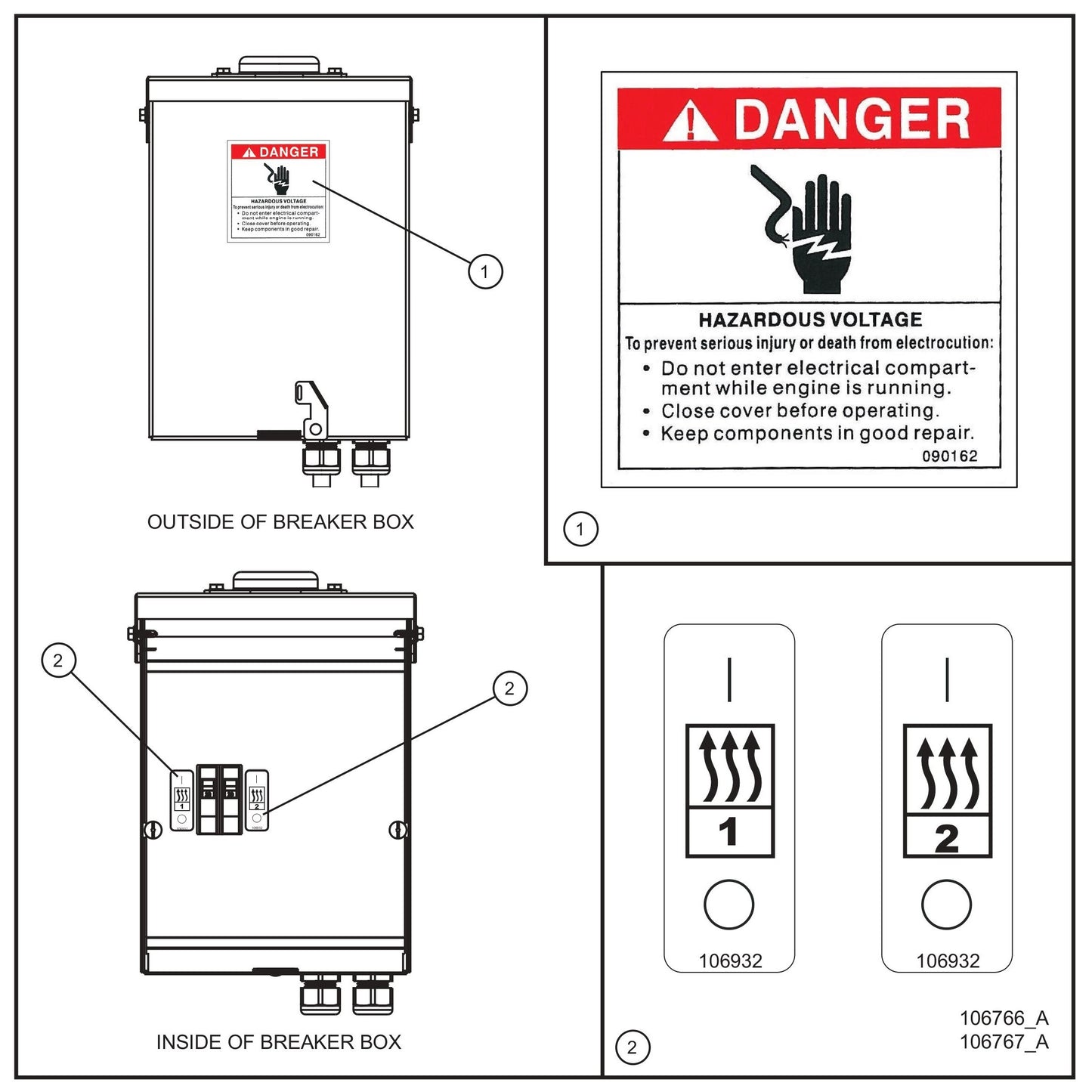 MH500iQ Breaker Box Decals Assembly Parts for MAXI-HEAT MH500iQ (14-000001 to 14-999999) by Allmand