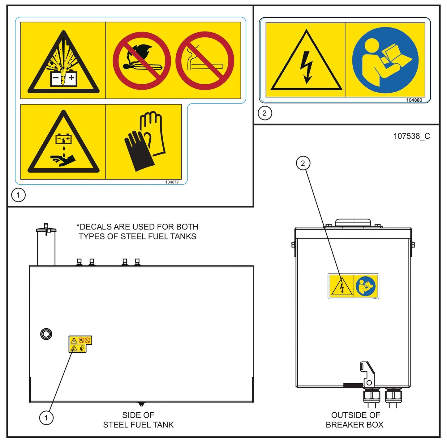 MH500iQ Wordless Breaker Box and Steel Tank Decals Assembly Parts for MAXI-HEAT MH500iQ (14-000001 to 14-999999) by Allmand