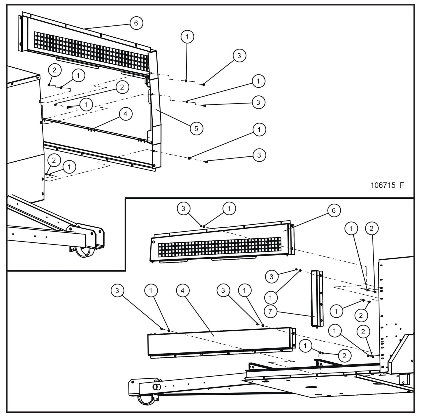 Old Rail Mount Left Door Group (1 of 3) Assembly Parts for MAXI-HEAT MH500iQ (14-000001 to 14-999999) by Allmand