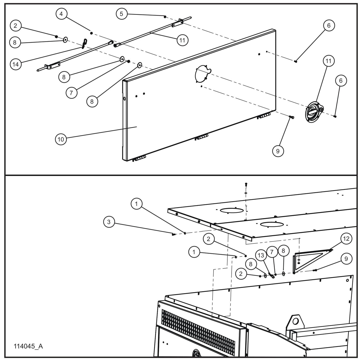 New Rail Mount Left Door Group (2 of 3) Assembly Parts for MAXI-HEAT MH500iQ (14-000001 to 14-999999) by Allmand