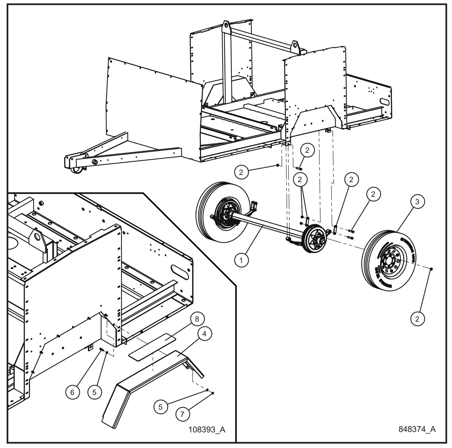 Electric Brake Axle and Fenders Assembly Parts for MAXI-HEAT MH500iQ (14-000001 to 14-999999) by Allmand