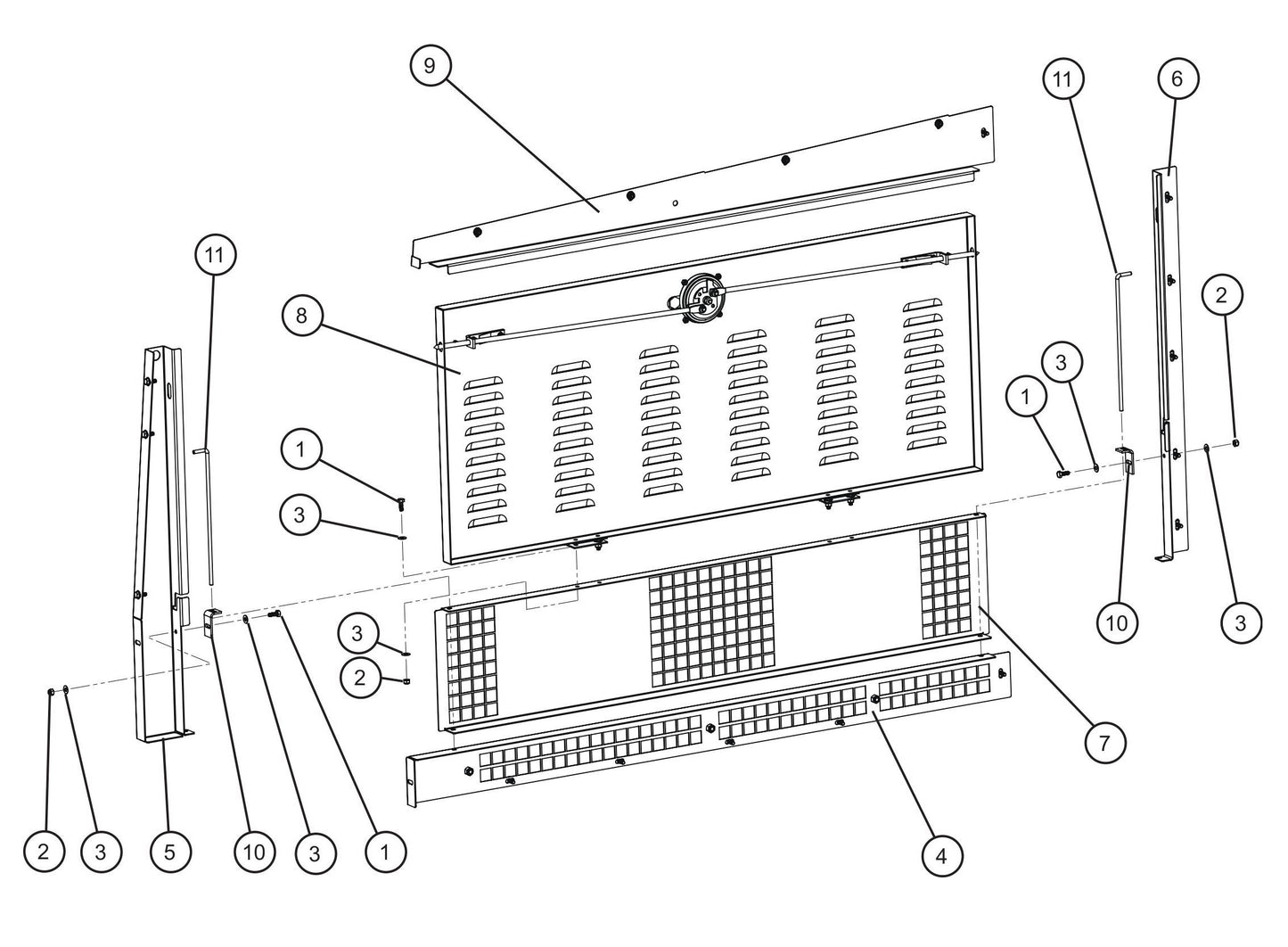 Right Door Group (3 of 3) Assembly Parts for MAXI-HEAT MH500iQ (14-000001 to 14-999999) by Allmand