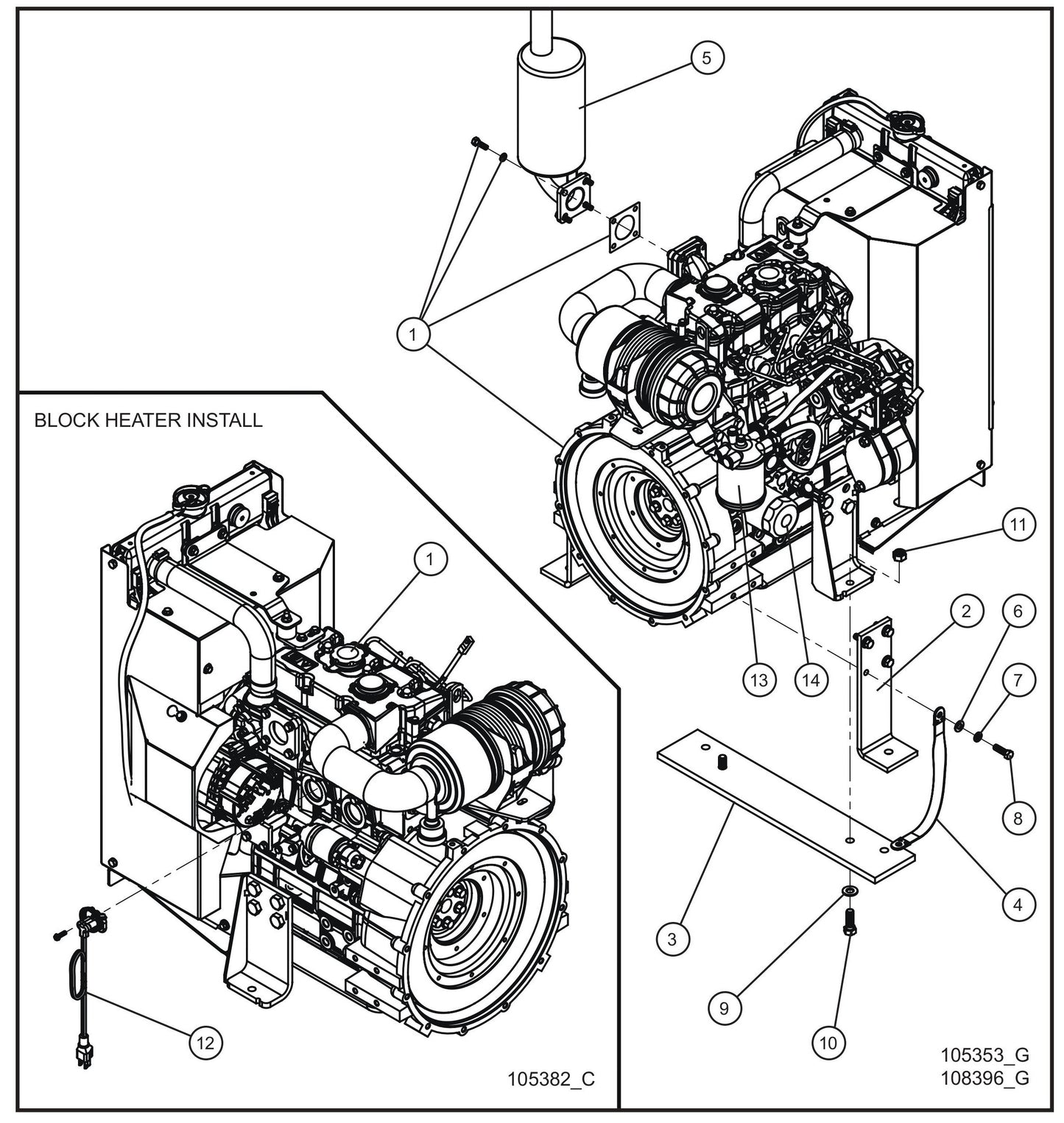 CAT C1.5 Engine Assembly Group Parts for MAXI-HEAT MH500iQ (14-000001 to 14-999999) by Allmand