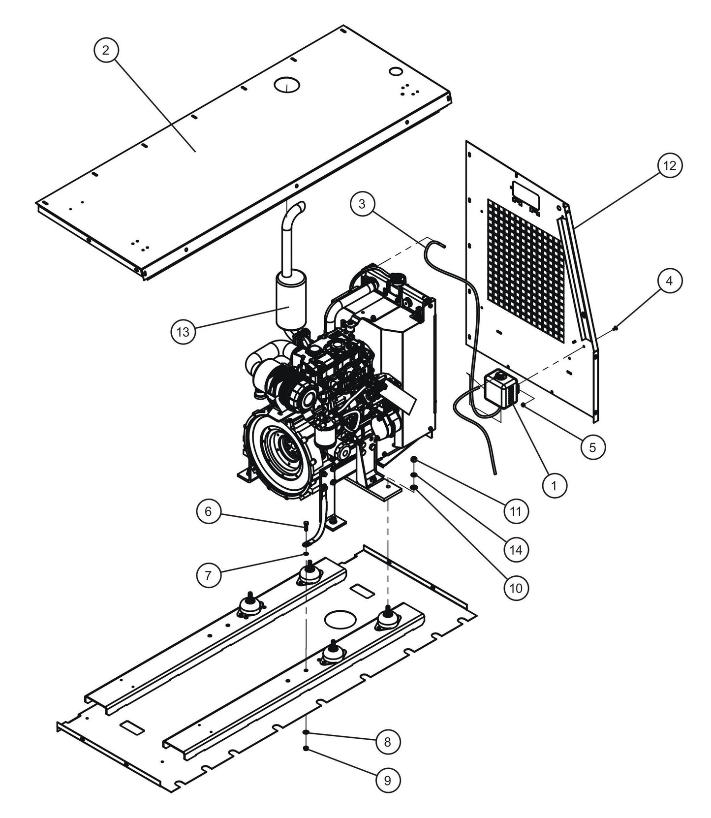 CAT C1.5 Engine Non-FCS Install Group Assembly Parts for MAXI-HEAT MH500iQ (14-000001 to 14-999999) by Allmand