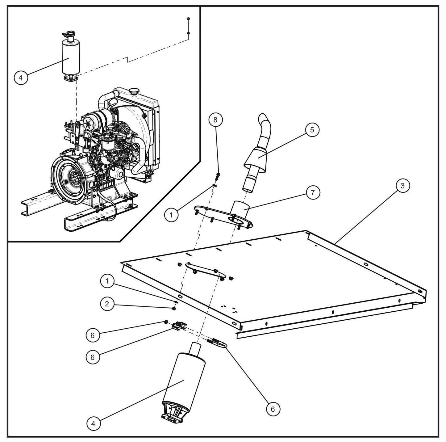 Isuzu 3CE1 FCS Muffler Install Group Assembly Parts for MAXI-HEAT MH500iQ (0001MH16 TO 9999MH16) by allmand