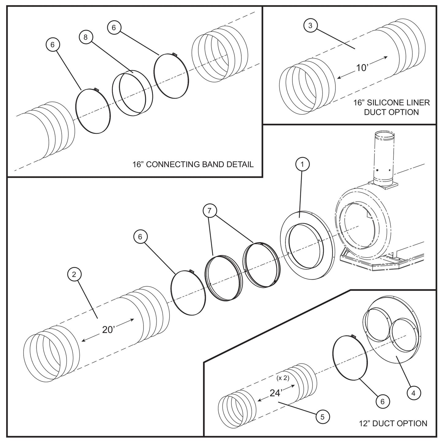 MH500iQ Connecting Band Ducting Group Assembly Parts for MAXI-HEAT MH500iQ (0001MH16 TO 9999MH16) by allmand