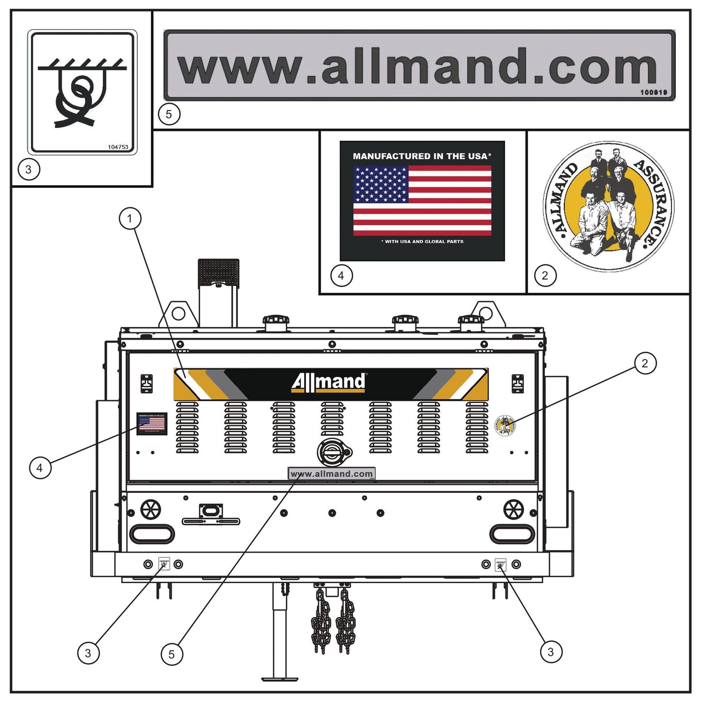 MH500iQ Rear Decals Assembly Parts for MAXI-HEAT MH500iQ (0001MH16 TO 9999MH16) by allmand