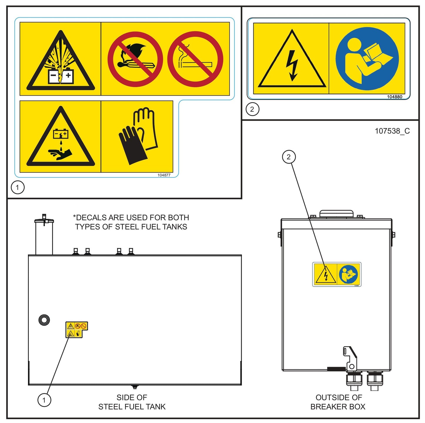 MH500iQ Wordless Breaker Box and Steel Tank Decals Assembly Parts for MAXI-HEAT MH500iQ (0001MH16 TO 9999MH16) by allmand