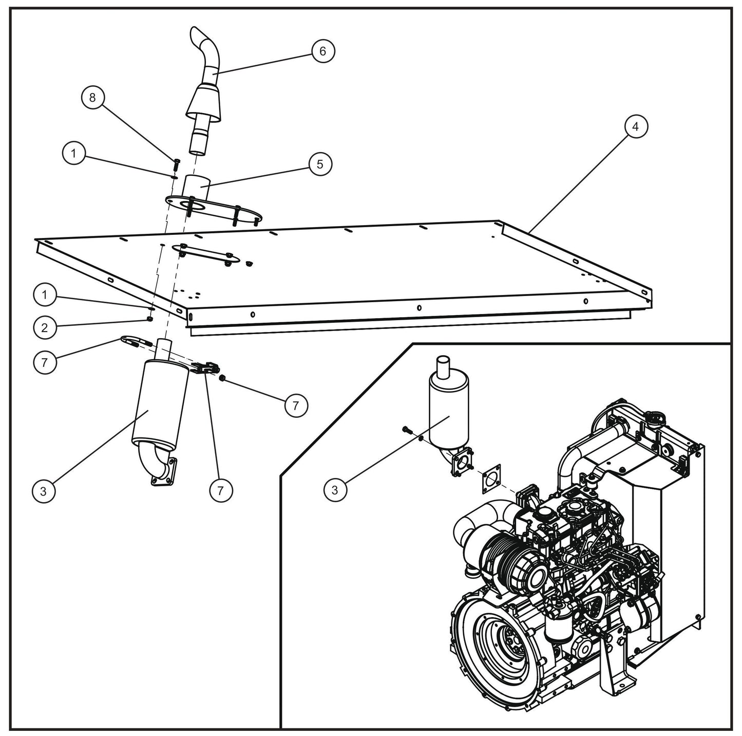 CAT C1.5 FCS Muffler Install Group Assembly Parts for MAXI-HEAT MH500iQ (0001MH16 TO 9999MH16) by allmand