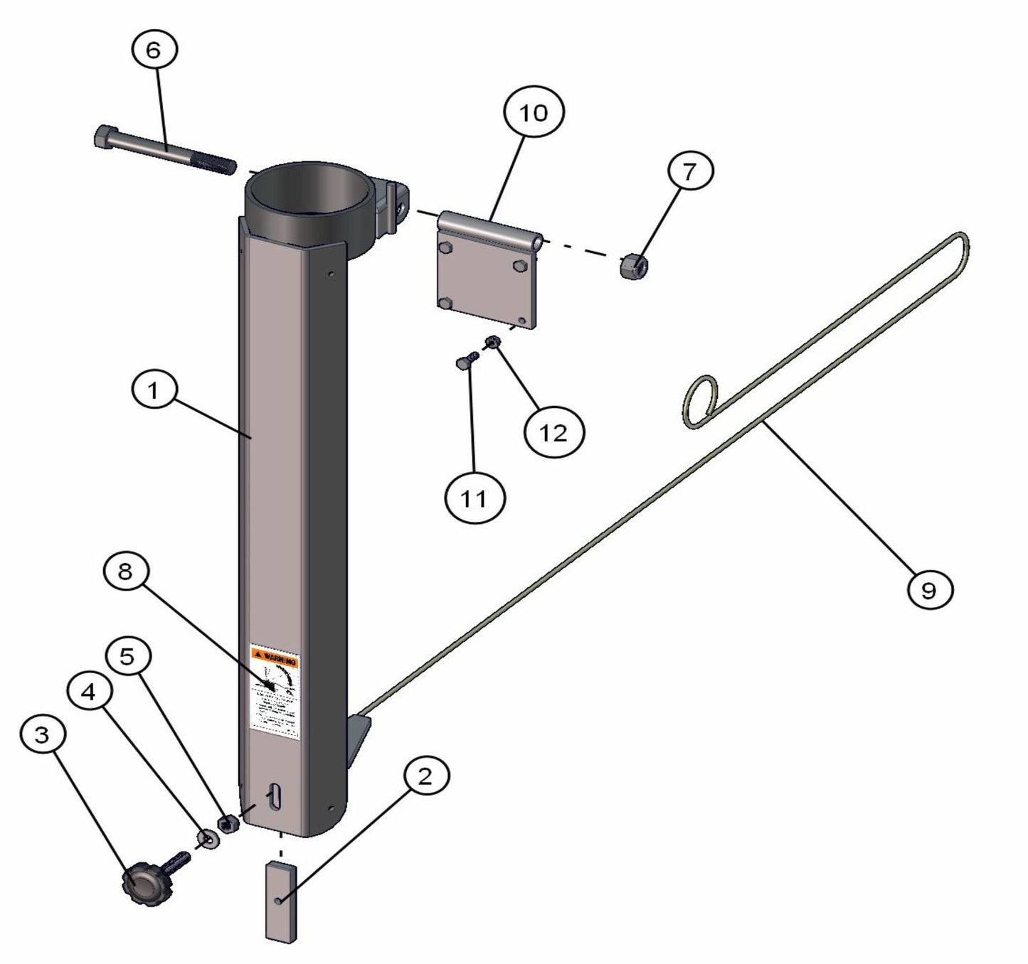 Manual Tower Pivot Section Assembly Parts for ML20B Series Maxi-Light (0001MXL08-0001MXL10) by Allmand