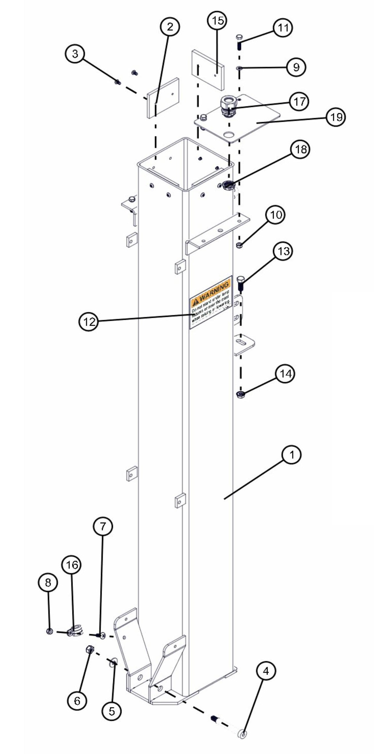 Section 1 Cord Reel Assembly Parts for Maxi-Lite FCS AS3000 (0001MXL10 TO 9999MXL13) by Allmand