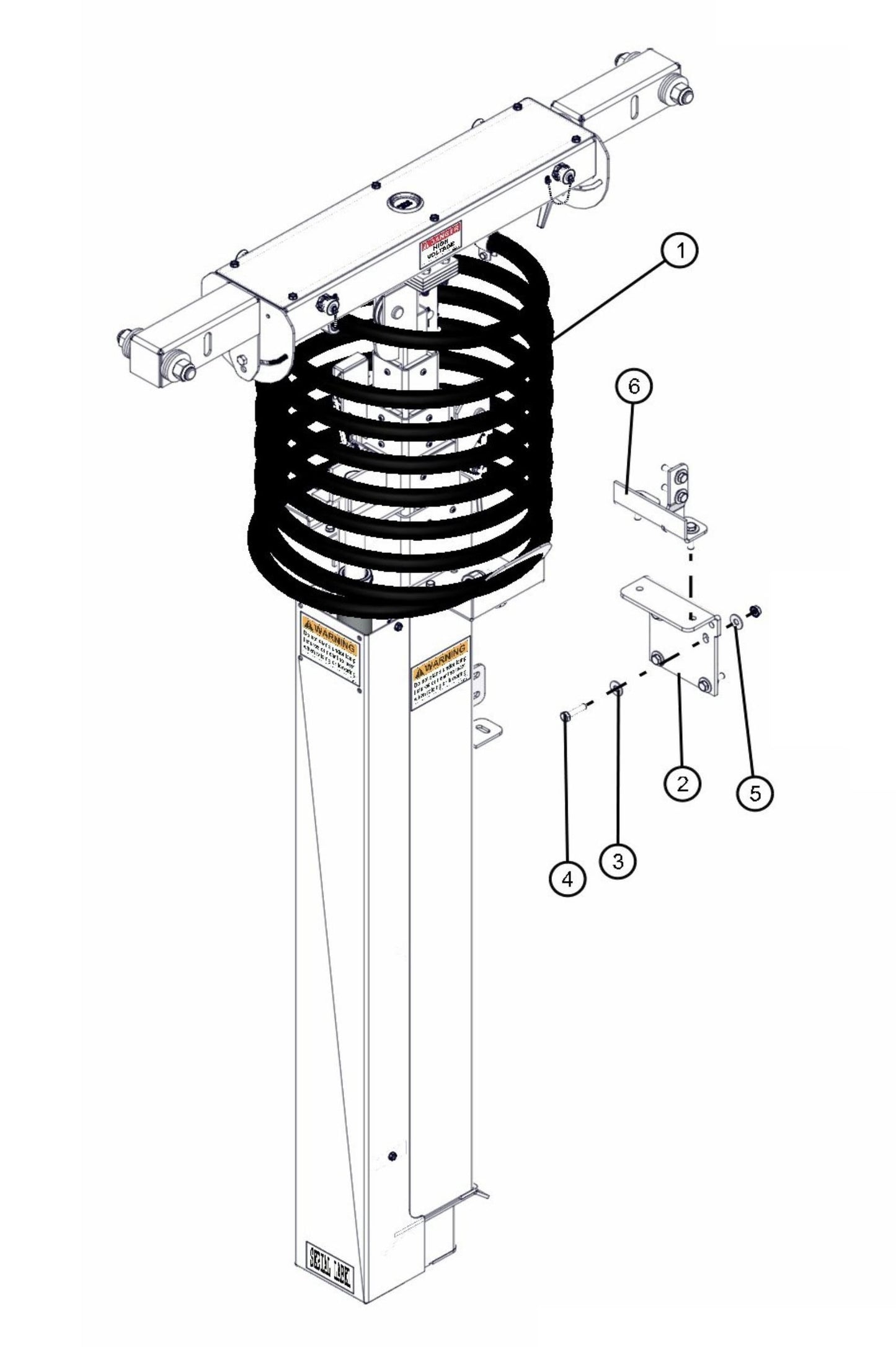 Nycoil and Tower Mount VT2 Assembly Parts for FCS Maxi-Lite 15-20KW (0001LV10 to 9999MLV12) by Allmand