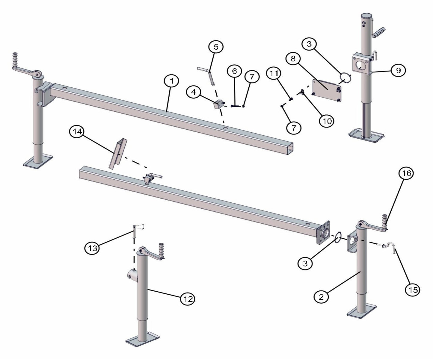 Outriggers and Jacks Assembly Parts for FCS Maxi-Lite 15-20KW (0001LV10 to 9999MLV12) by Allmand