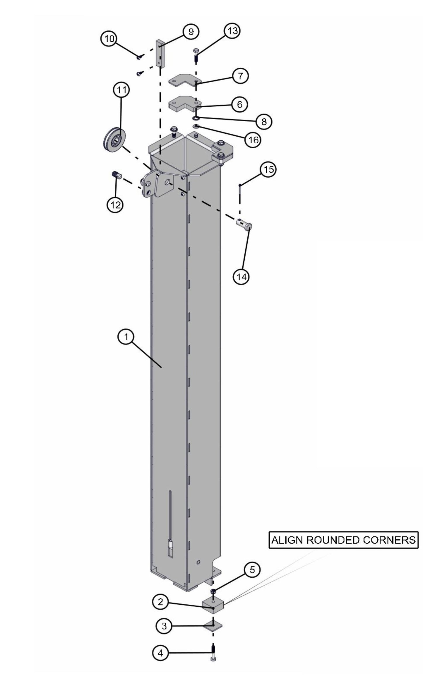 Vertical Tower VT1 Section 3 Assembly Parts for FCS Maxi-Lite 15-20KW (0001LV10 to 9999MLV12) by Allmand