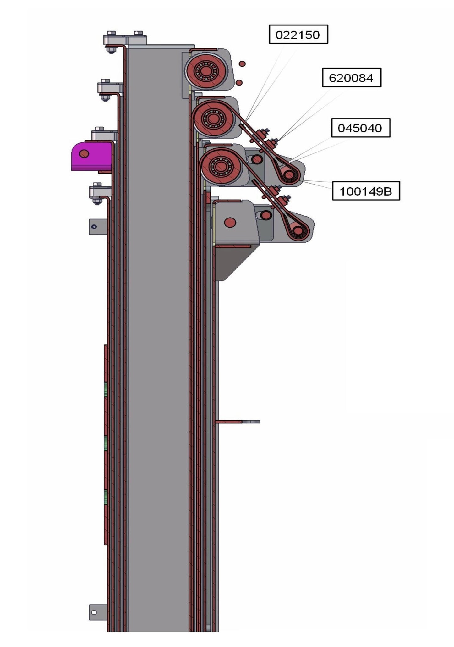Cable Routing Sections 1-4 Vertical Tower VT1 Assembly Parts for FCS Maxi-Lite 15-20KW (0001LV10 to 9999MLV12) by Allmand
