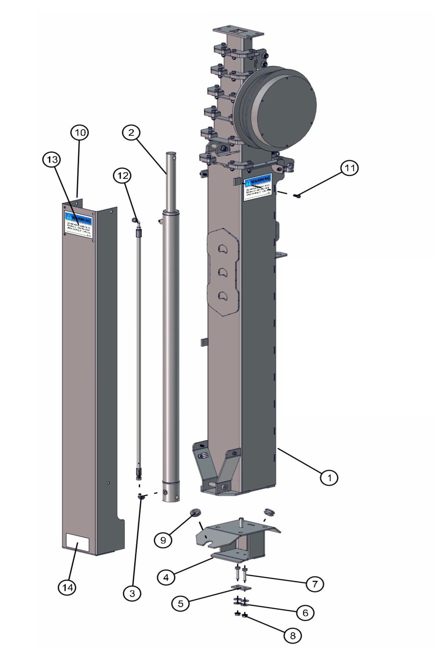 Vertical Hydraulic Tower VT1 Assembly Parts for FCS Maxi-Lite 15-20KW (0001LV10 to 9999MLV12) by Allmand