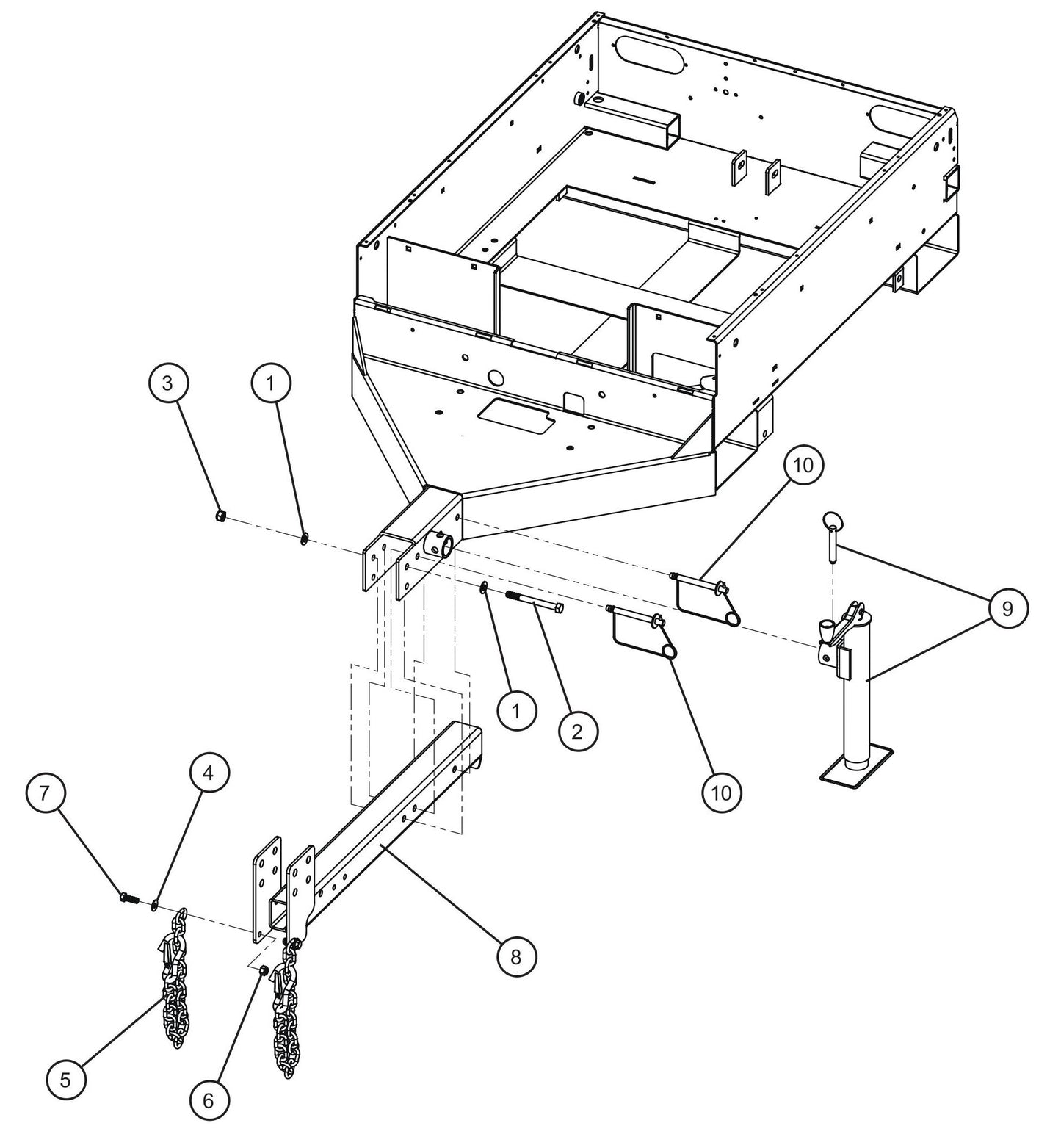 Reversible Tongue and Jack Install Group Assembly Parts for Maxi-Power 8XR Mobile Generator Parts By Allmand