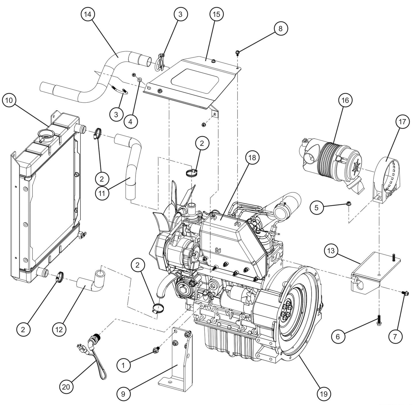 Kubota Engine Assembly Group (1 of 3) Parts for Maxi-Power 8XR Mobile Generator Parts By Allmand