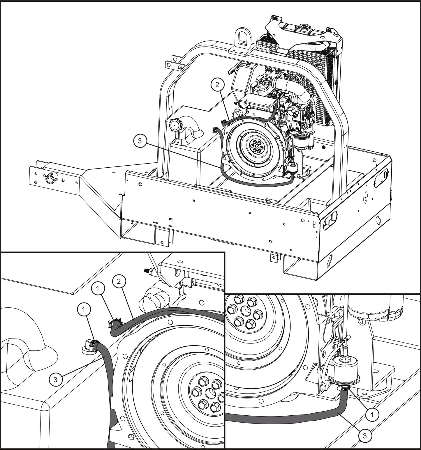 Kubota Fuel Lines Assembly Parts for Maxi-Power 8XR Mobile Generator Parts By Allmand