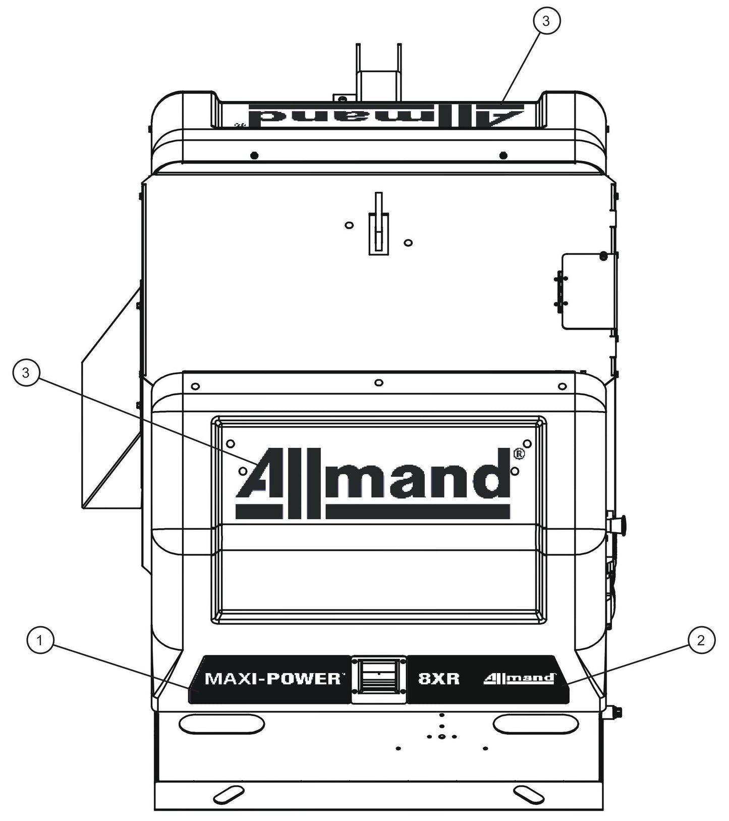 Branding Decals Assembly Parts for Maxi-Power 8XR Mobile Generator Parts By Allmand