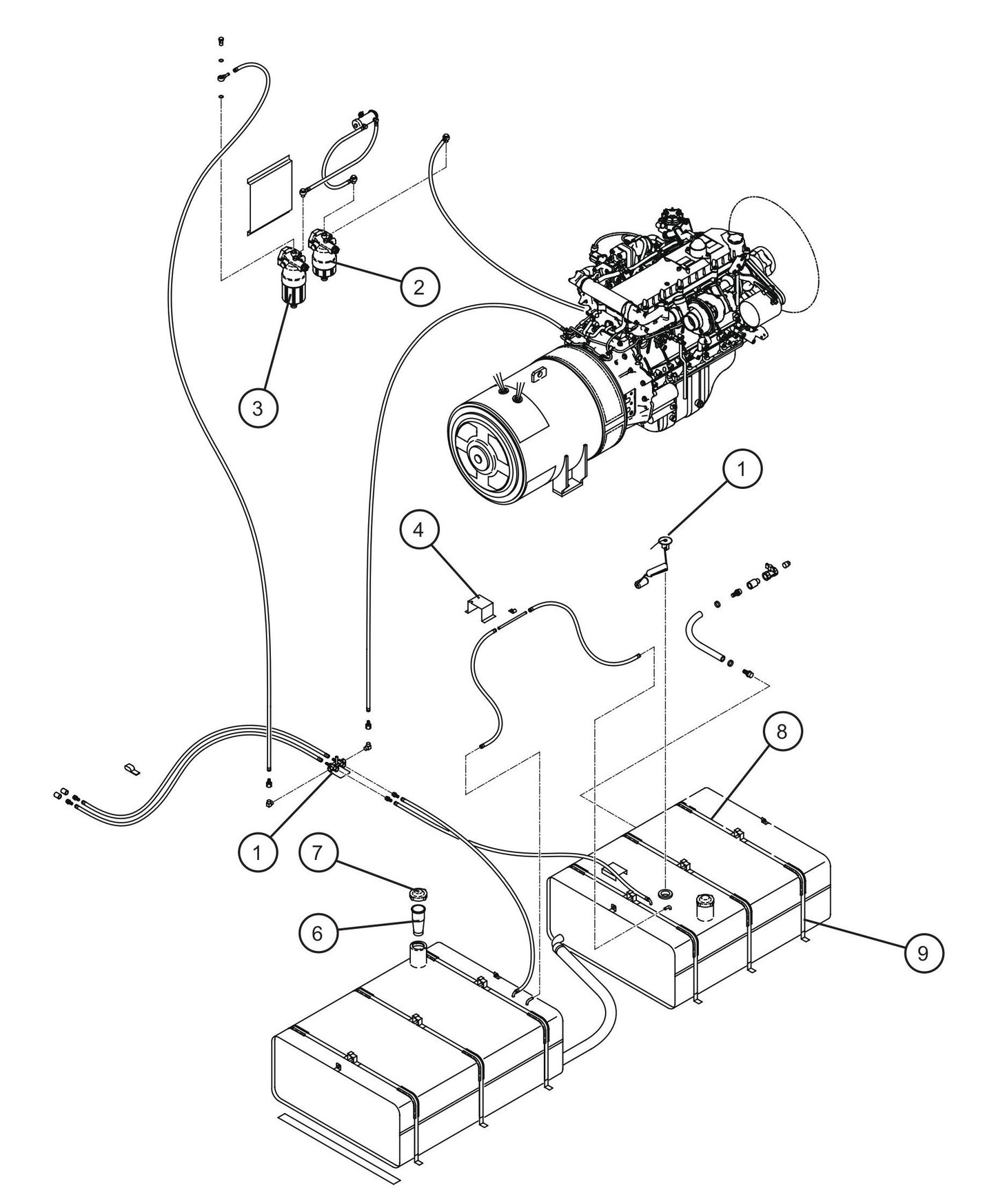 Fuel Tank and Filters Group Assembly Parts for MAXI-POWER 150 (T3) (27-000001 TO 27-000099) by Allmand