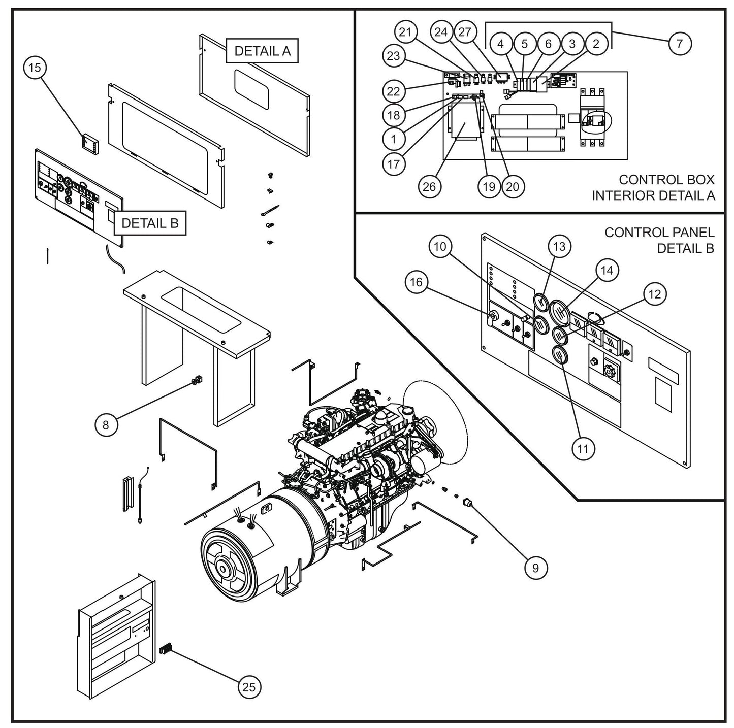 Engine Electrical Group Assembly Parts for MAXI-POWER 150 (T3) (27-000001 TO 27-000099) by Allmand