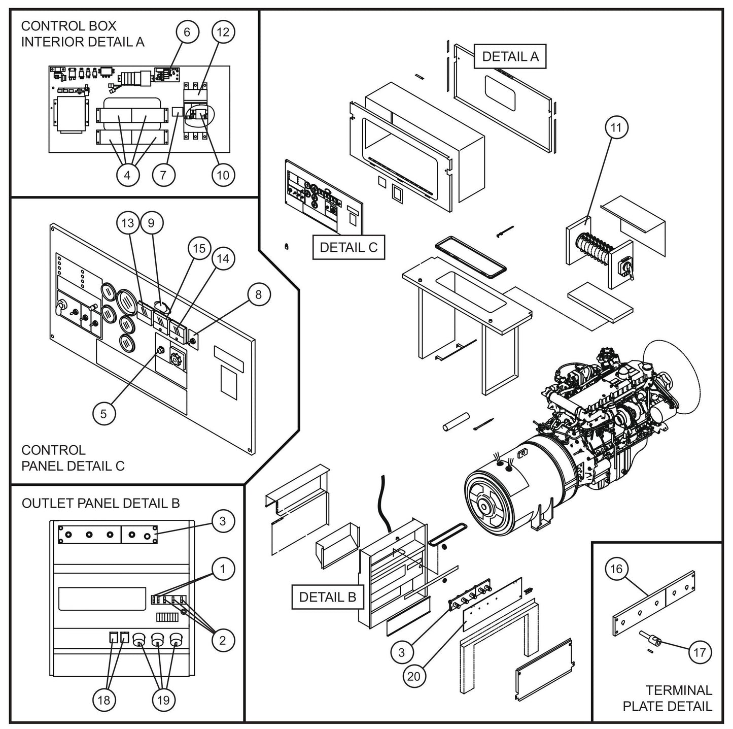 Generator Electrical Group Assembly Parts for MAXI-POWER 150 (T3) (27-000001 TO 27-000099) by Allmand