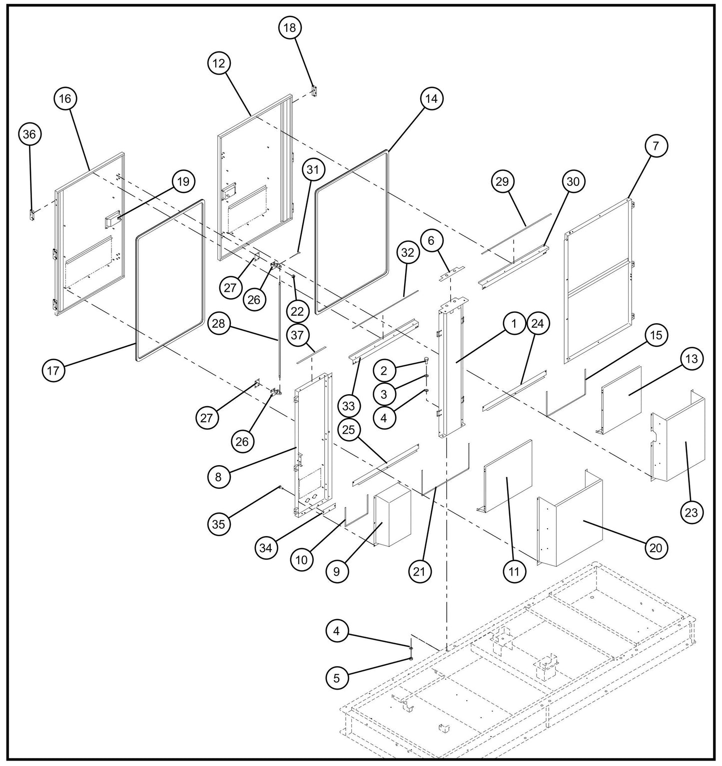 Left Enclosure Panels and Doors Assembly Parts for MAXI-POWER 150 (T4F) by Allmand