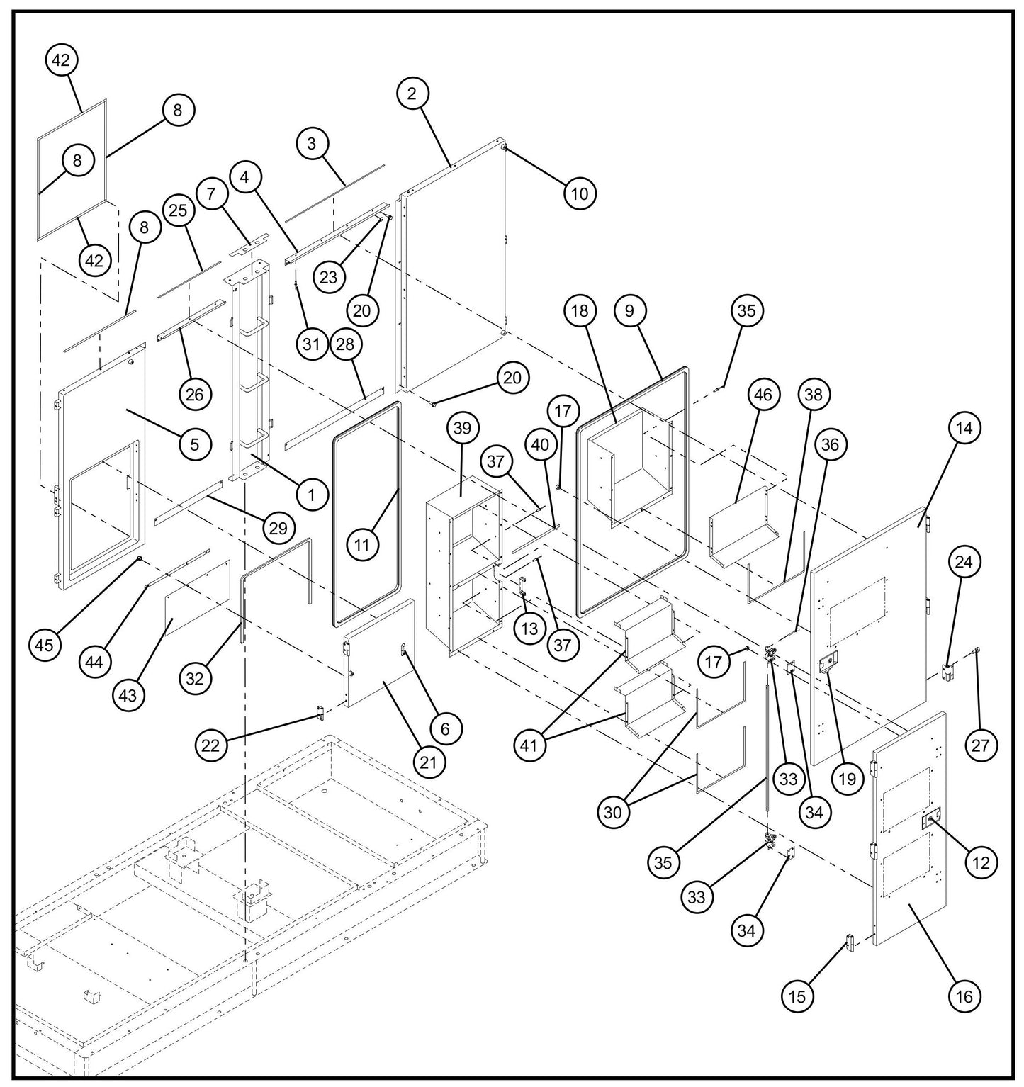Right Enclosure Panels and Doors Assembly Parts for MAXI-POWER 150 (T4F) by Allmand