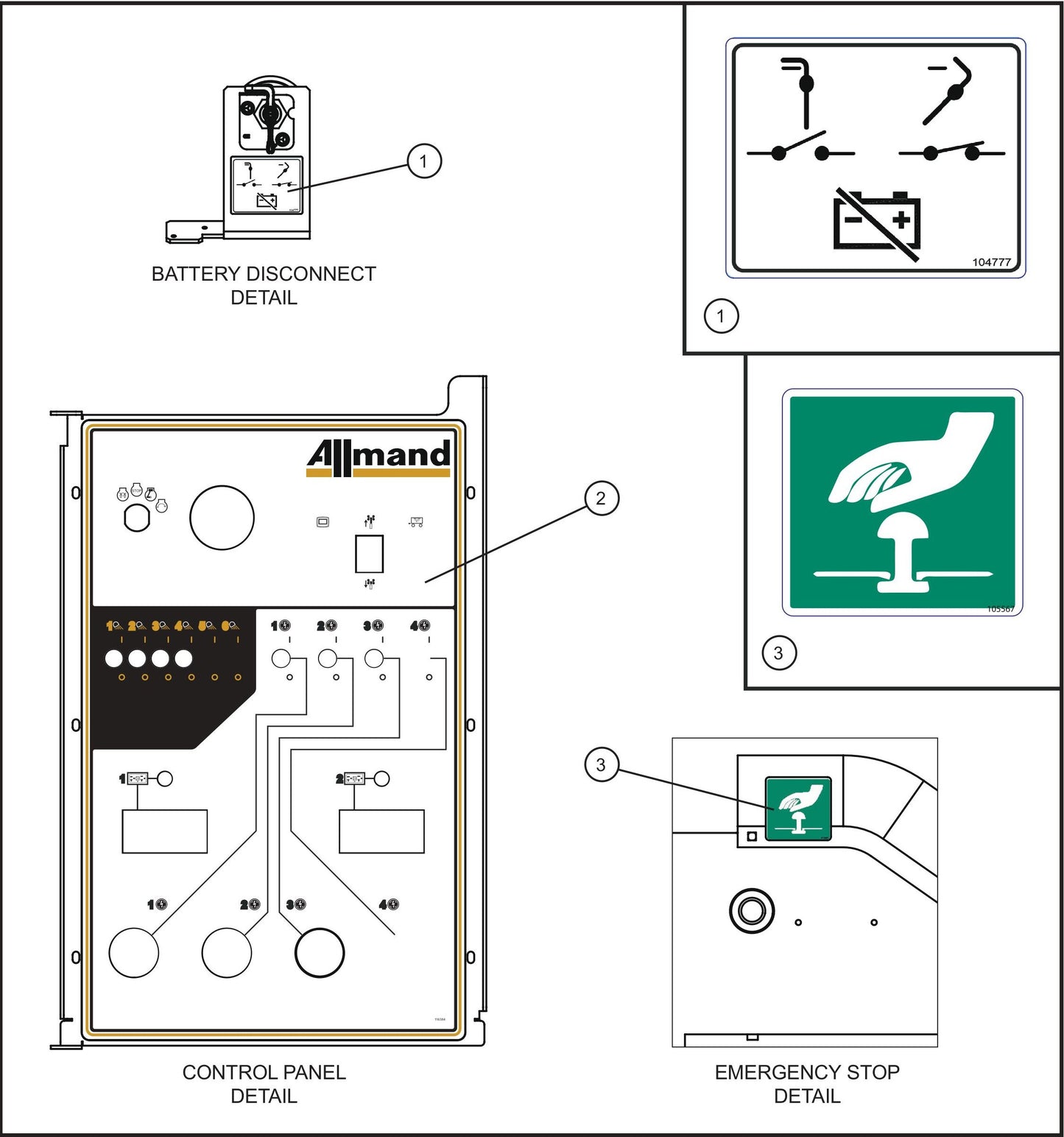 Electrical Decals Assembly Parts for MAXI-POWER 15XR (MP15XR) (44-000001 TO 44-999999) by Allmand
