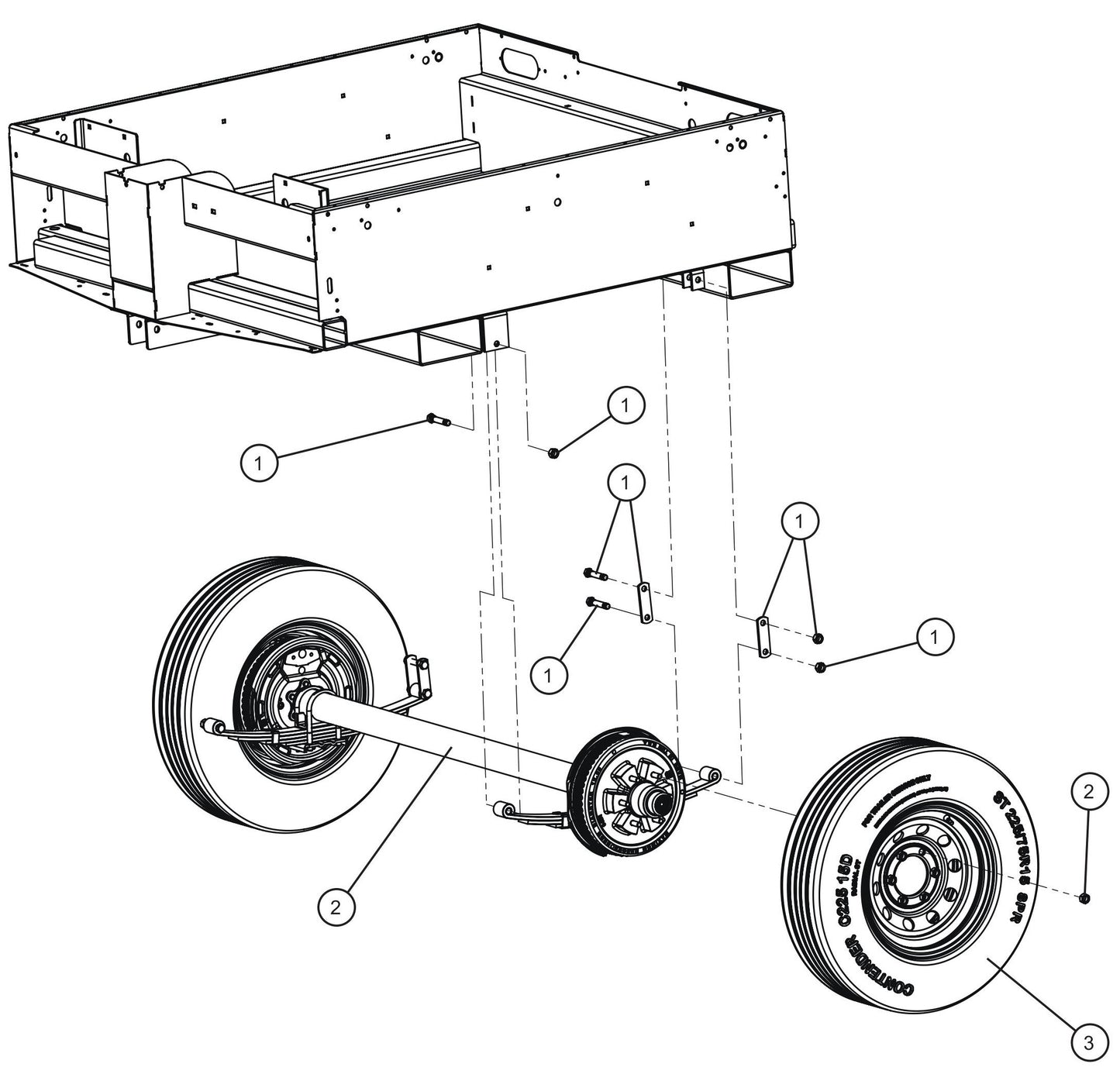 Axle and Wheels Assembly Parts for MAXI-POWER 15XR (MP15XR) (44-000001 TO 44-999999) by Allmand