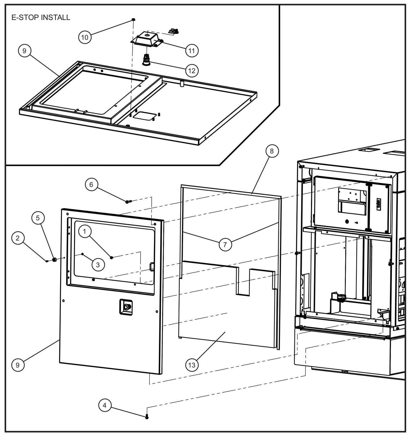 Rear Side Panel with Emergency Stop Button Assembly Parts for MAXI-POWER 25 (48-000001 and UP) by Allmand