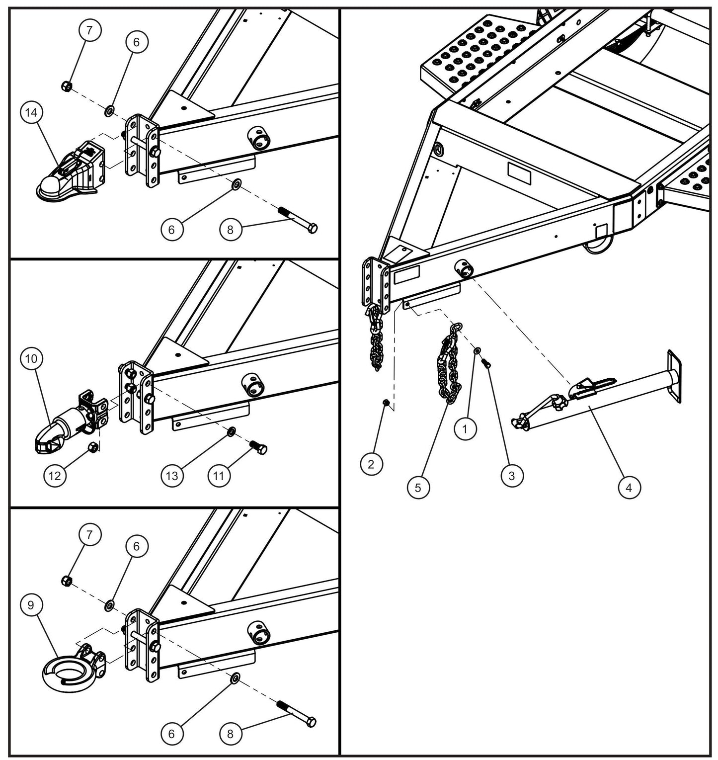 Tongue Jack and Coupler Options Assembly Parts for MAXI-POWER 25 (48-000001 and UP) by Allmand