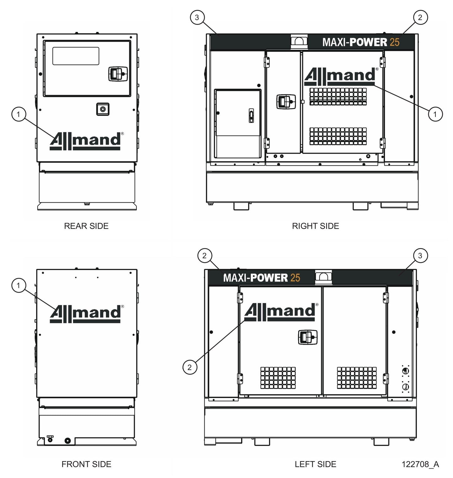 Branding Decals Assembly Parts for MAXI-POWER 25 (48-000001 and UP) by Allmand