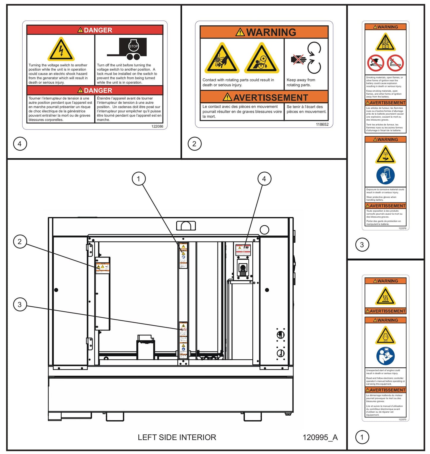 Left Side Interior Safety Decals Assembly Parts for MAXI-POWER 25 (48-000001 and UP) by Allmand