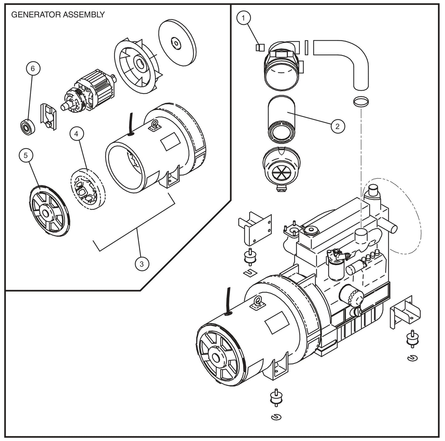 Generator and Engine Air Intake Group Assembly Parts for MAXI-POWER 40 (22-000001 and UP) by Allmand