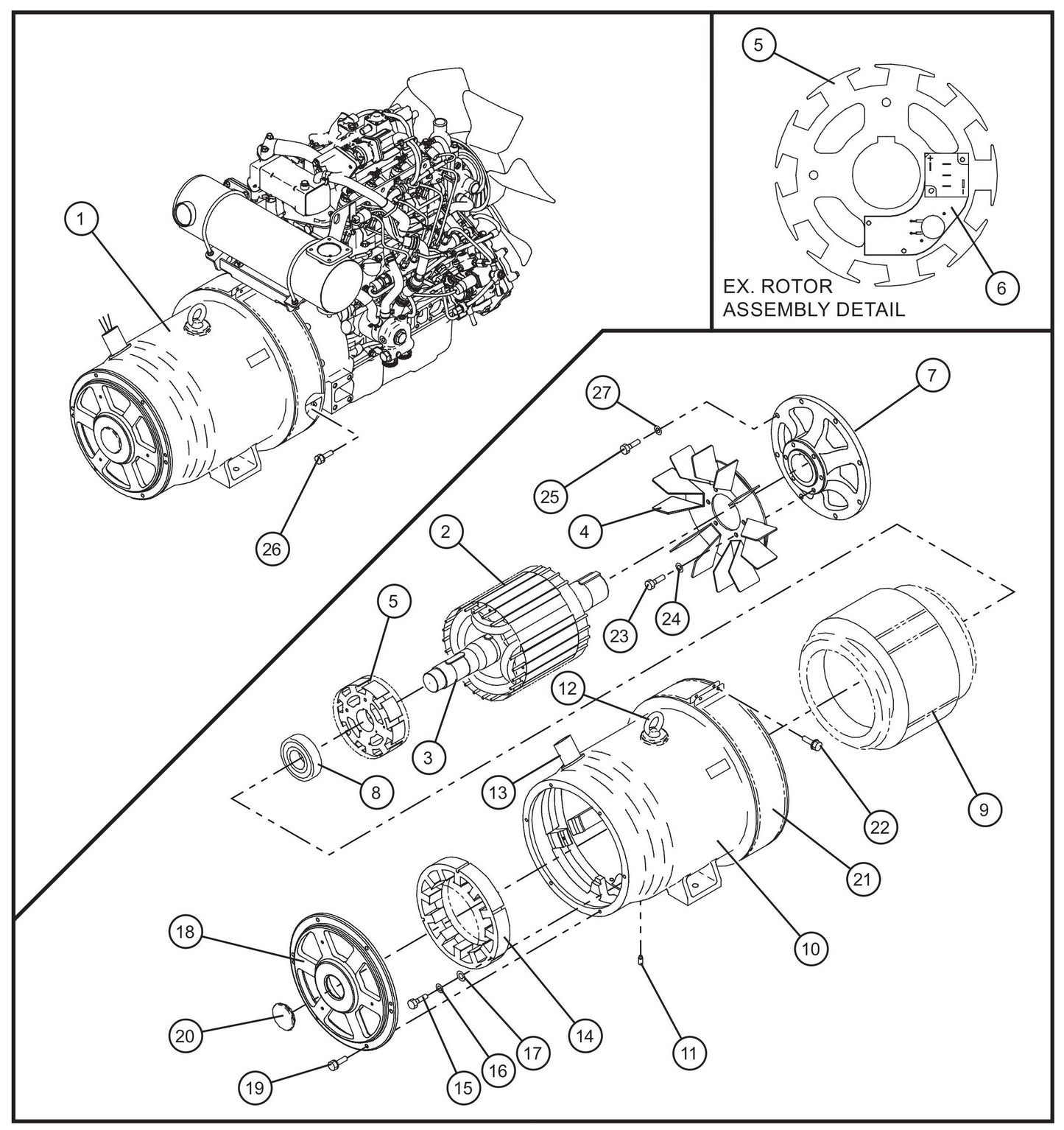 Generator Assembly Group Parts for MAXI-POWER 45 (T4F) (23-000001 and UP) by Allmand