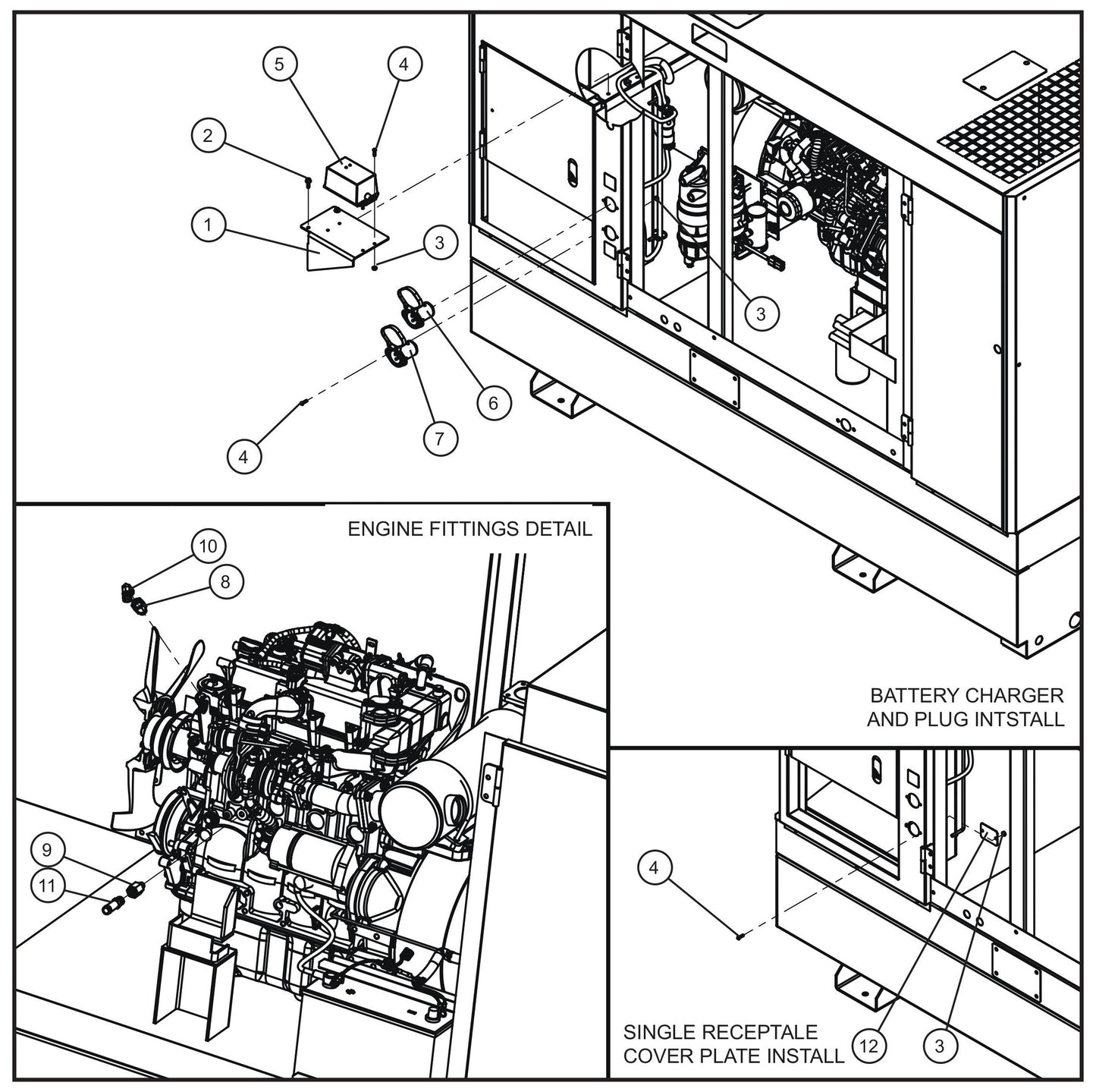 Block Heater, Battery Heater and Charger (1 of 2) Assembly Parts for MAXI-POWER 45 (T4F) (23-000001 and UP) by Allmand