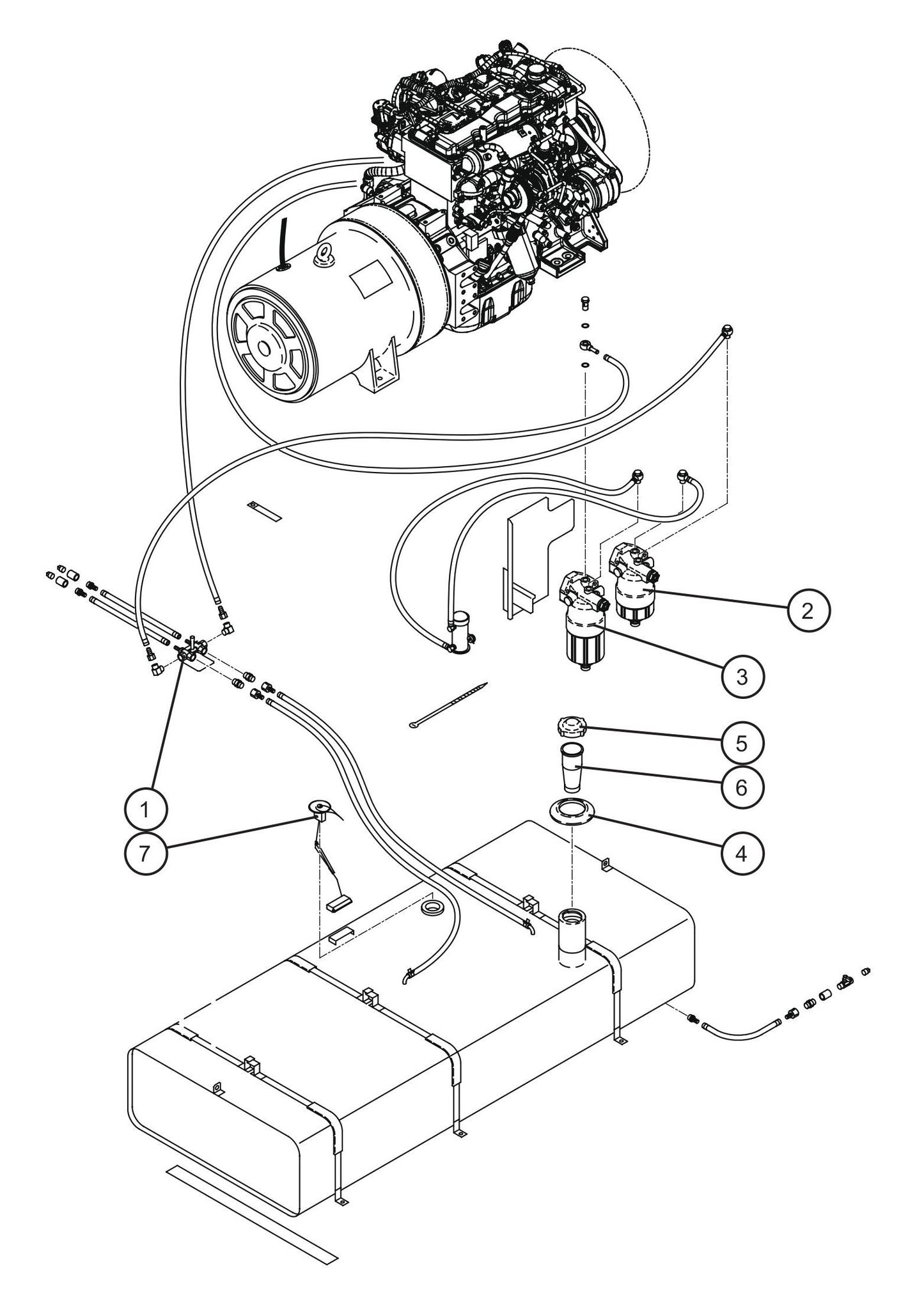 T3 Fuel Tank and Filters Group Assembly Parts for MAXI-POWER 65 (ISUZU T3) (24-000001 to 24-000499) by Allmand