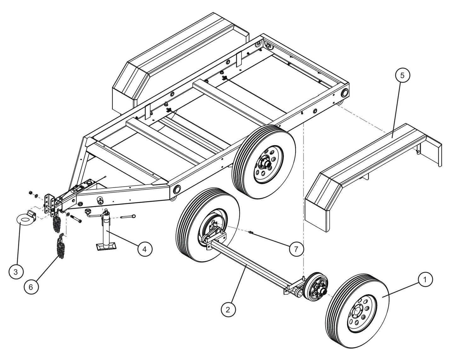 Trailer Axle,Jack and Coupler Assembly Parts for MAXI-POWER 65 (ISUZU T3) (24-000001 to 24-000499) by Allmand