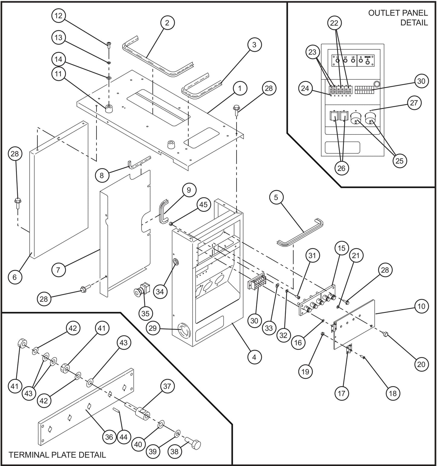 Key Start Outlet Box Group Assembly Parts for MAXI-POWER 25 (MP25) (T4F DSE CONTROLLER), (21-000001 and UP) by Allmand