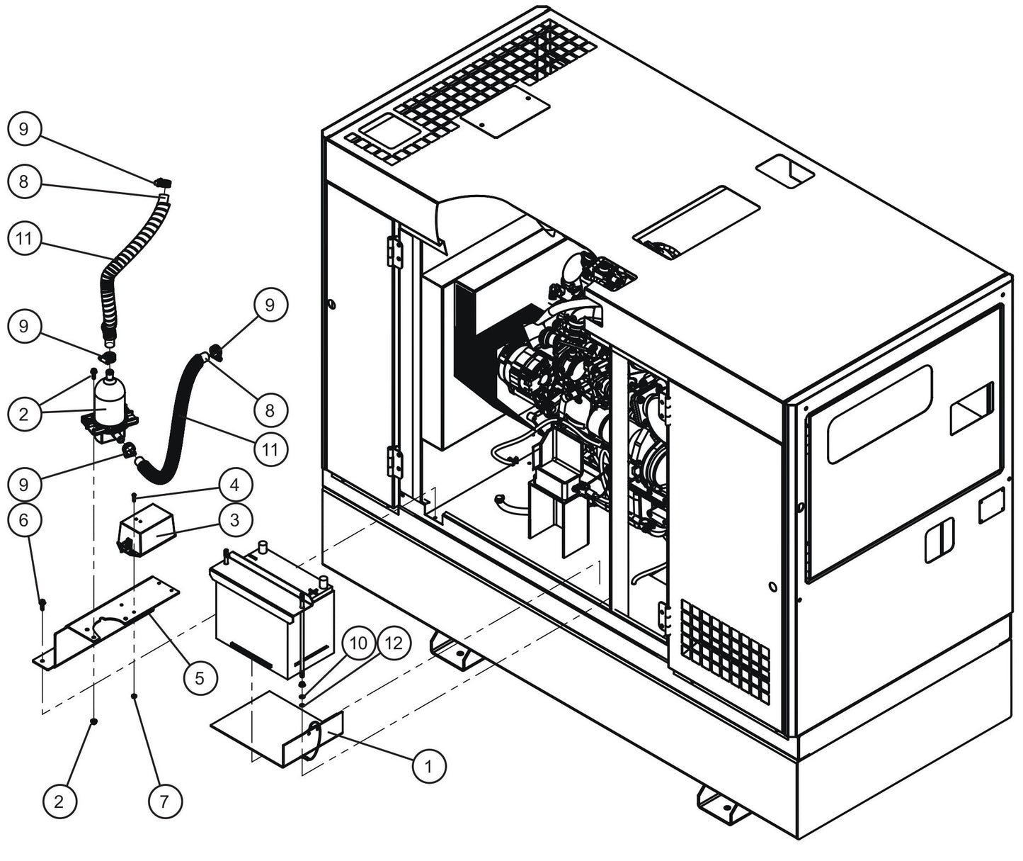 Key Start Block Heater, Battery Heater and Charger (1 of 2) Assembly Parts for MAXI-POWER 25 (MP25) (T4F DSE CONTROLLER), (21-000001 and UP) by Allmand