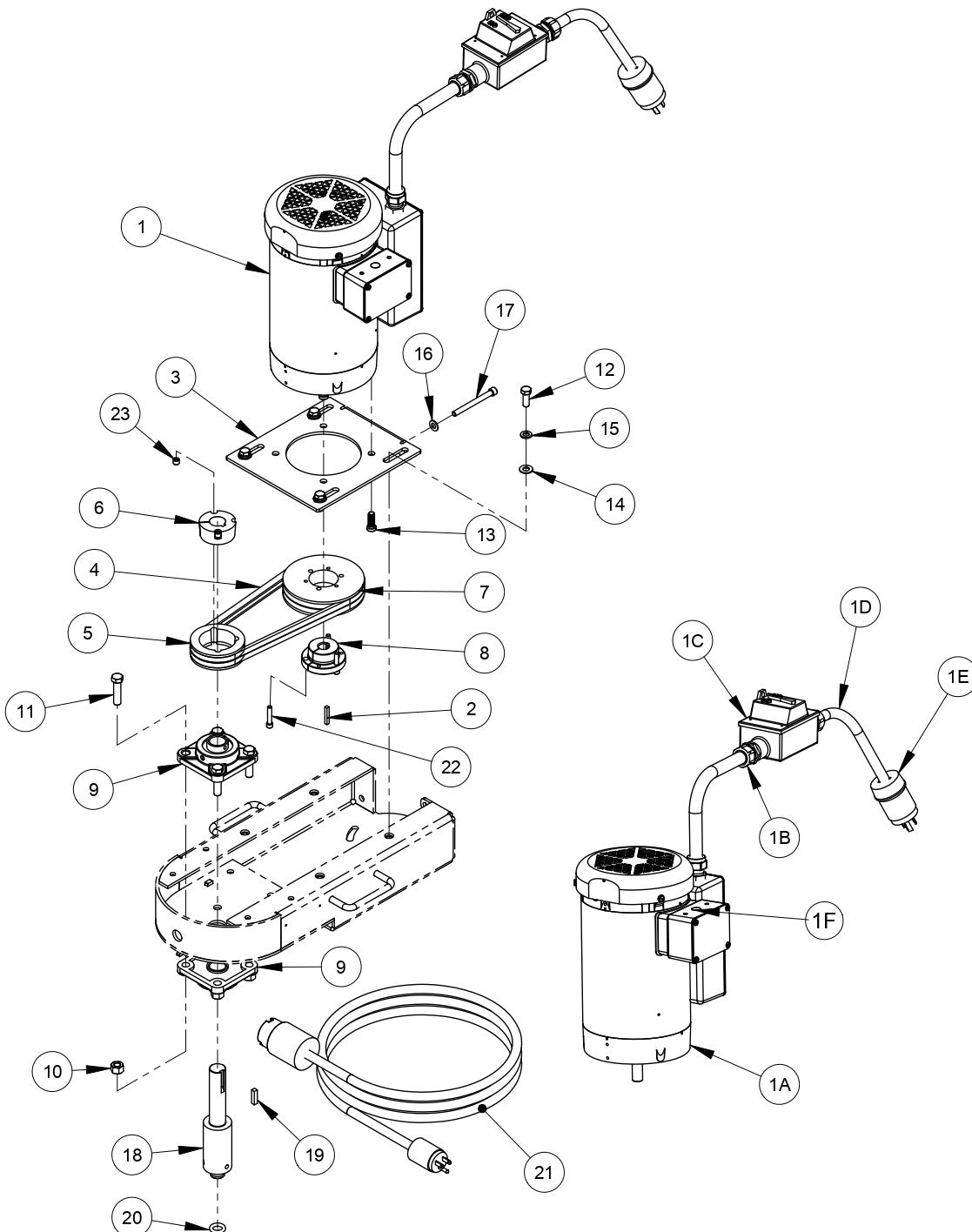 Motor Assembly Parts For CC80 Floor Grinders By Diamond Products