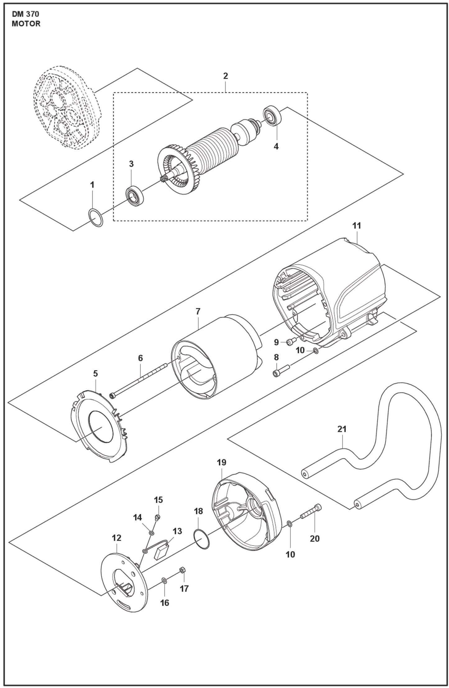 Motor Parts For Core Drill Motor DM 370 By Husqvarna