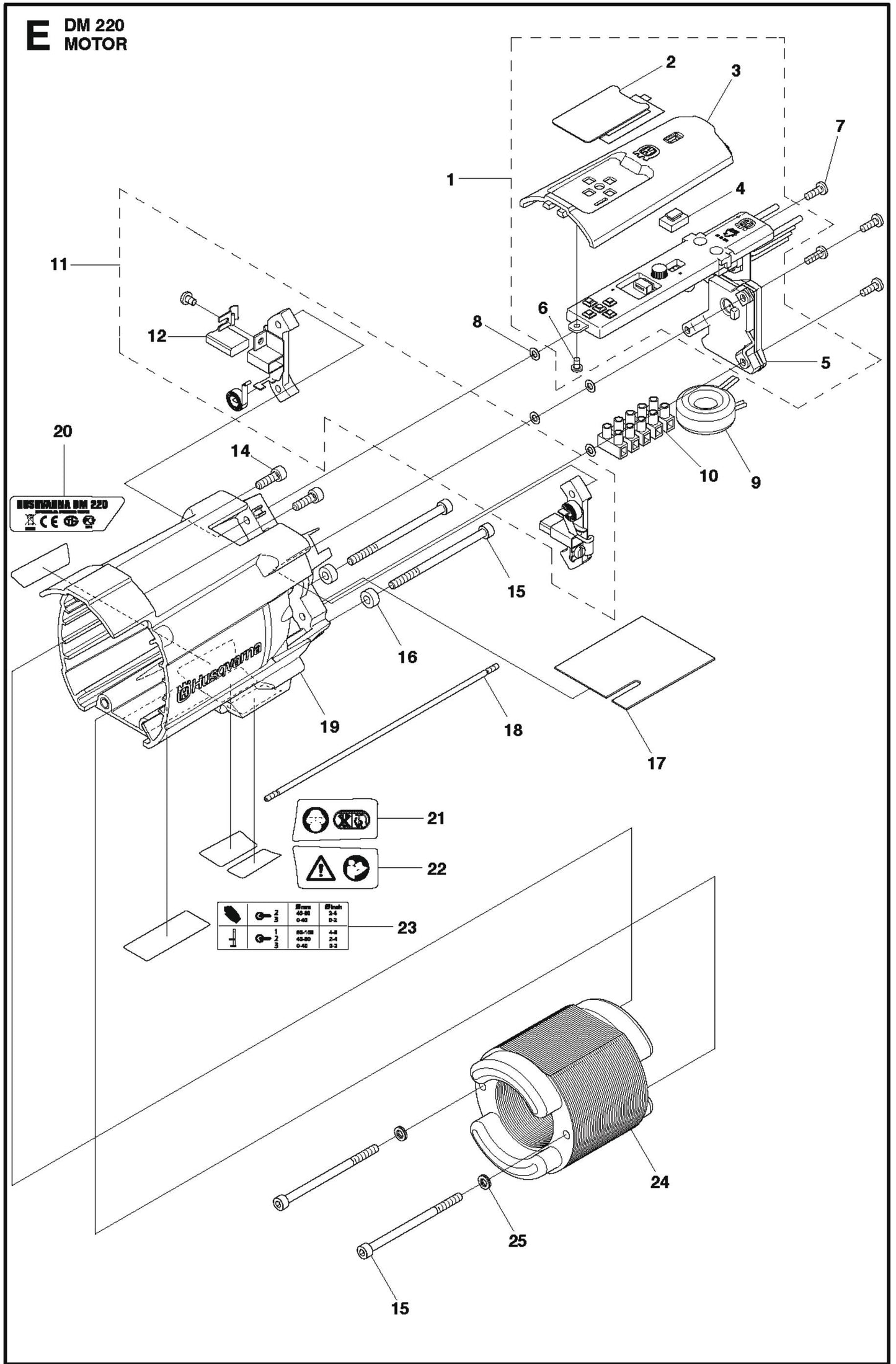 Motor Parts For Core Drill Motors DM 220 By Husqvarna