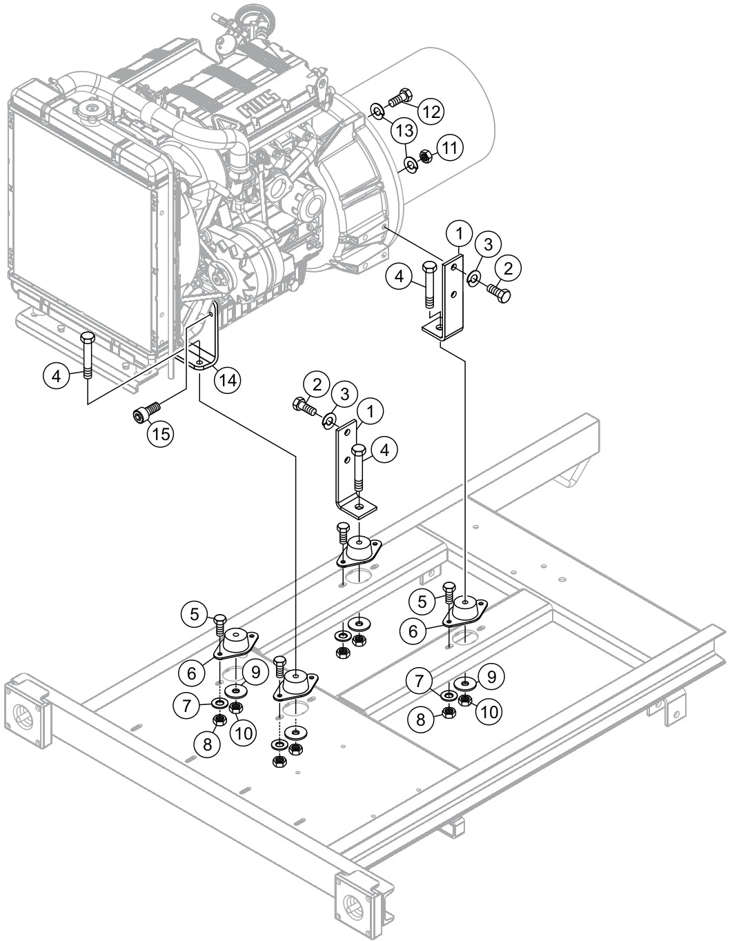 Generator/Engine Mounting Assembly Parts for LT12DAB Light Tower by Multiquip