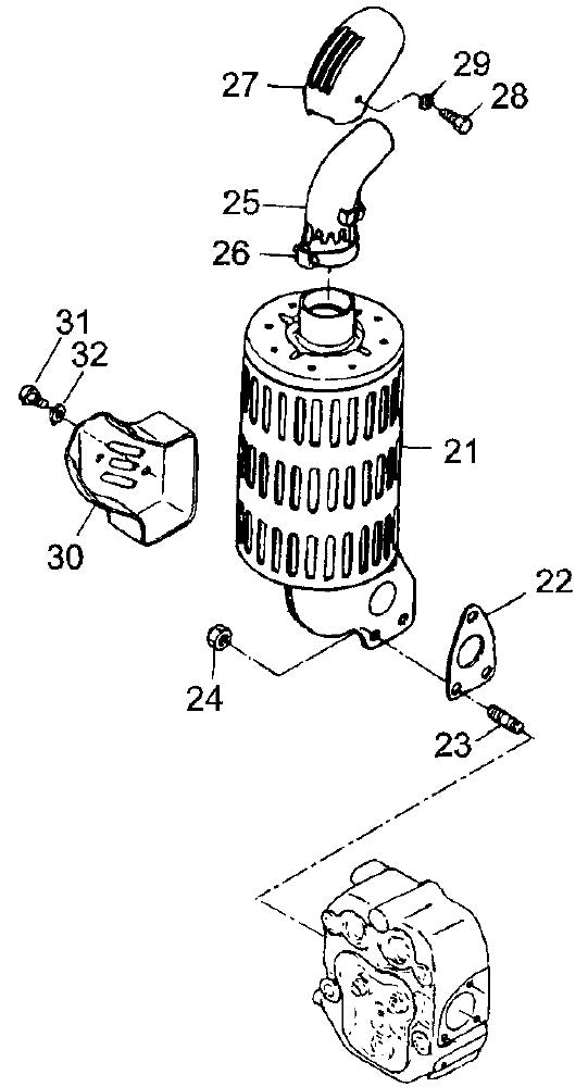 Muffler Assembly Parts For MRH601DS KUBOTA EA330 Engine Vibratory Rollers By Multiquip