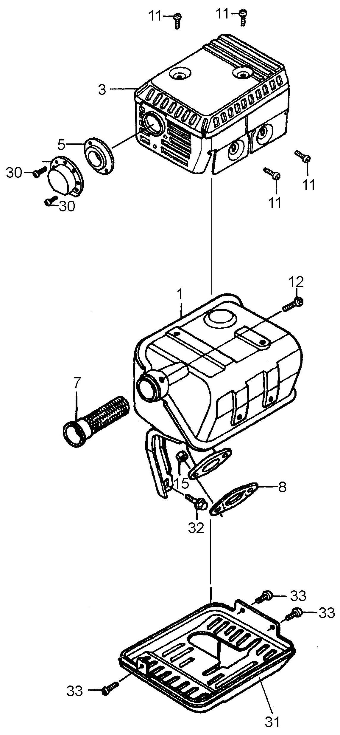 MVC90H Honda GX160K1QMX2/GX160U1QMX2 Engine Muffler Assembly Parts