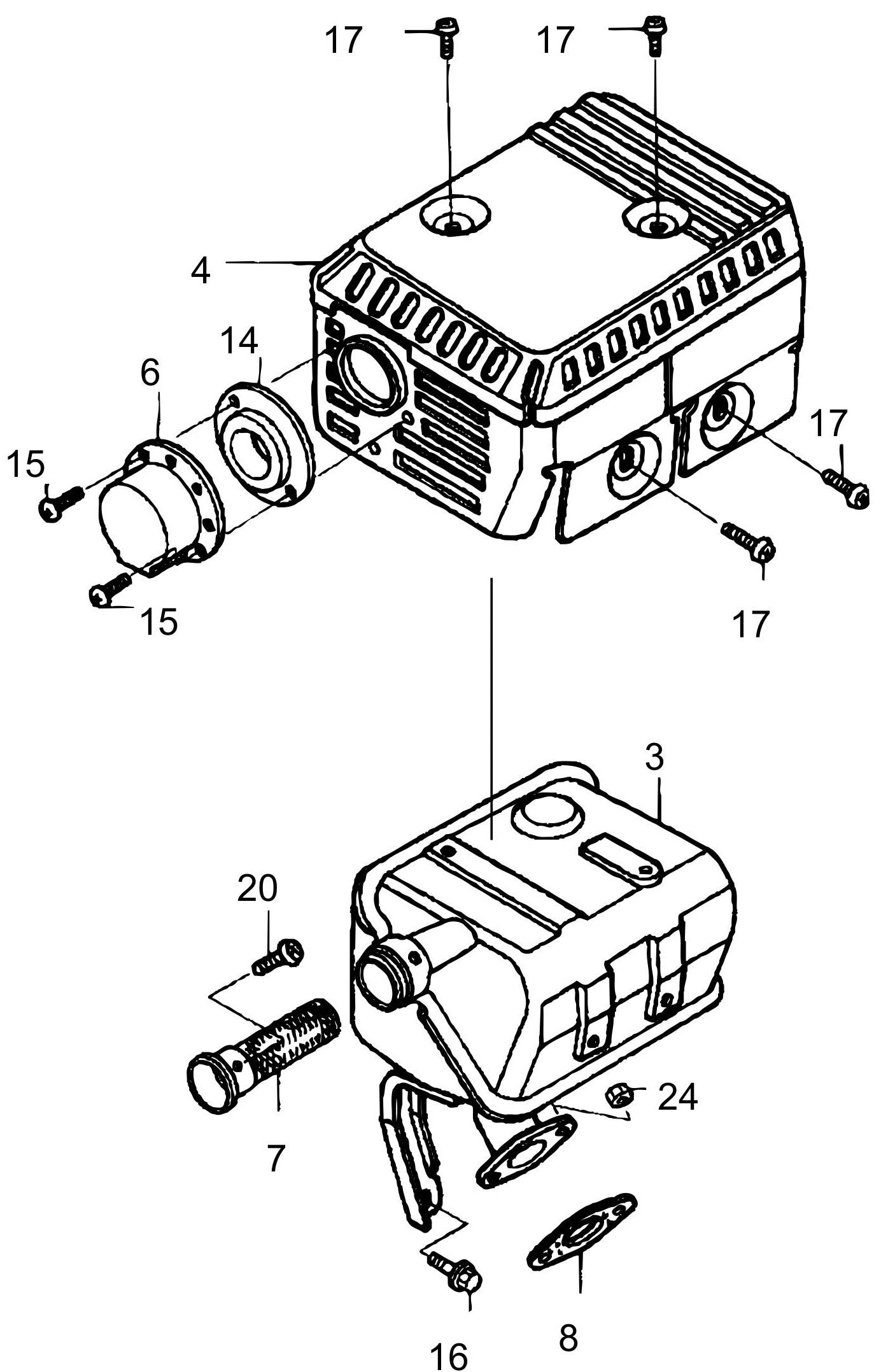 MVC64-VH/VHW Honda GX120U1SM12 Engine  Muffler Assembly Parts